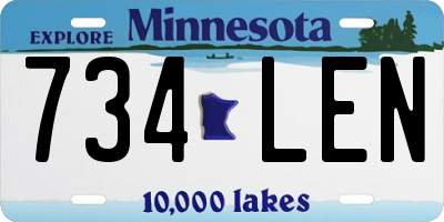 MN license plate 734LEN