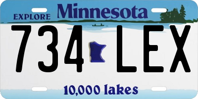MN license plate 734LEX