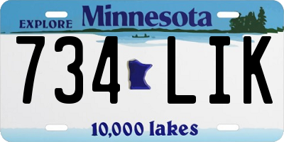 MN license plate 734LIK