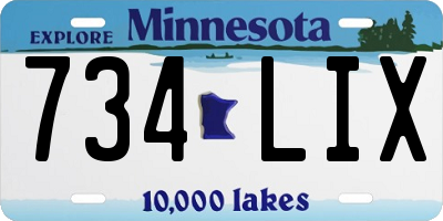 MN license plate 734LIX