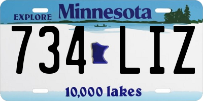 MN license plate 734LIZ