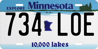 MN license plate 734LOE