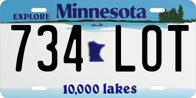MN license plate 734LOT