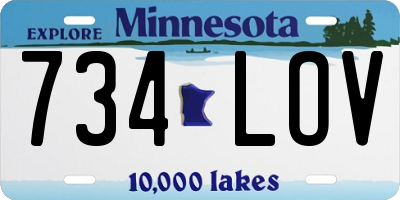 MN license plate 734LOV