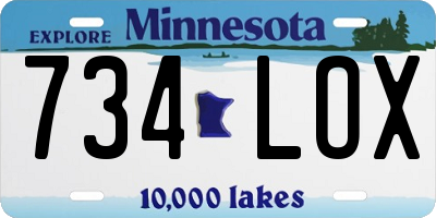 MN license plate 734LOX