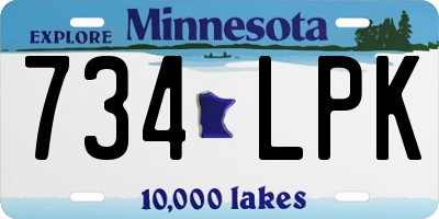 MN license plate 734LPK