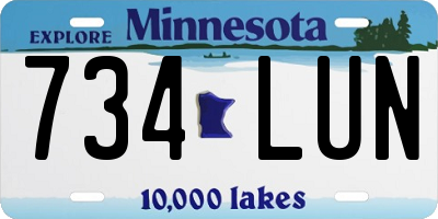 MN license plate 734LUN