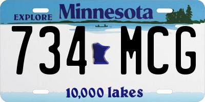 MN license plate 734MCG