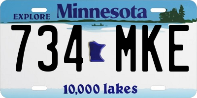 MN license plate 734MKE