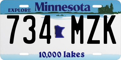 MN license plate 734MZK
