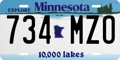 MN license plate 734MZO