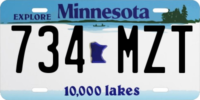 MN license plate 734MZT