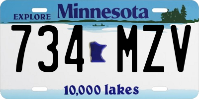 MN license plate 734MZV