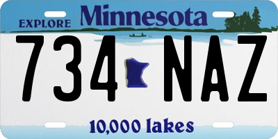 MN license plate 734NAZ