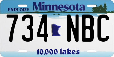 MN license plate 734NBC