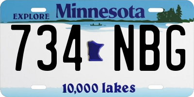 MN license plate 734NBG