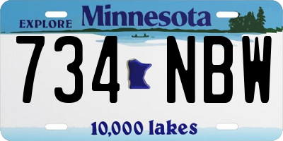 MN license plate 734NBW