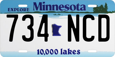 MN license plate 734NCD