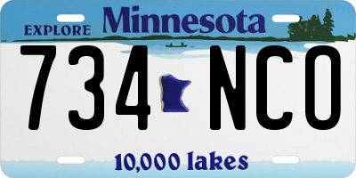 MN license plate 734NCO