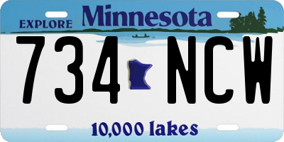 MN license plate 734NCW