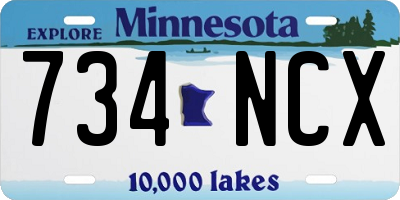 MN license plate 734NCX