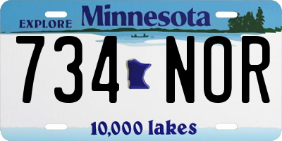 MN license plate 734NOR