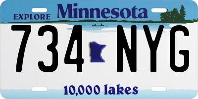 MN license plate 734NYG