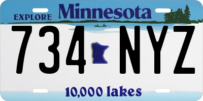 MN license plate 734NYZ
