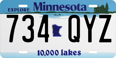 MN license plate 734QYZ