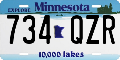MN license plate 734QZR