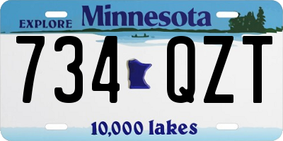 MN license plate 734QZT