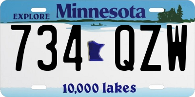MN license plate 734QZW