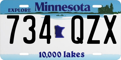 MN license plate 734QZX
