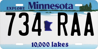 MN license plate 734RAA
