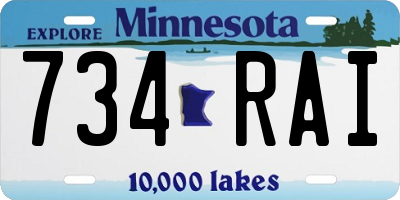 MN license plate 734RAI