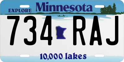 MN license plate 734RAJ