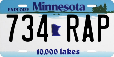 MN license plate 734RAP
