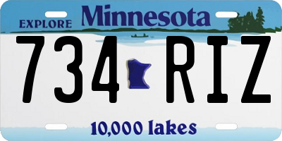 MN license plate 734RIZ