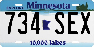 MN license plate 734SEX