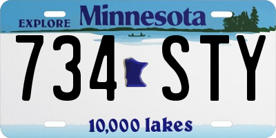 MN license plate 734STY