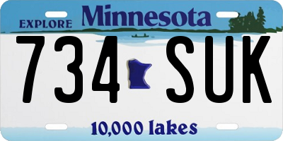 MN license plate 734SUK