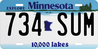 MN license plate 734SUM