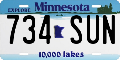 MN license plate 734SUN