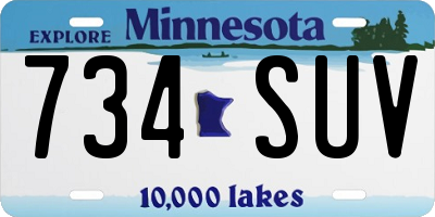 MN license plate 734SUV