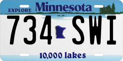 MN license plate 734SWI