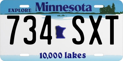 MN license plate 734SXT