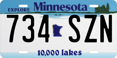 MN license plate 734SZN
