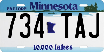 MN license plate 734TAJ