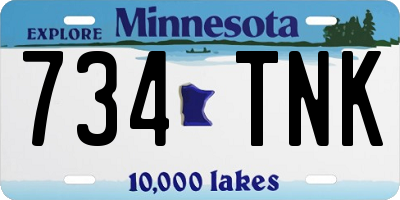 MN license plate 734TNK