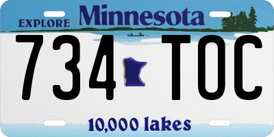 MN license plate 734TOC